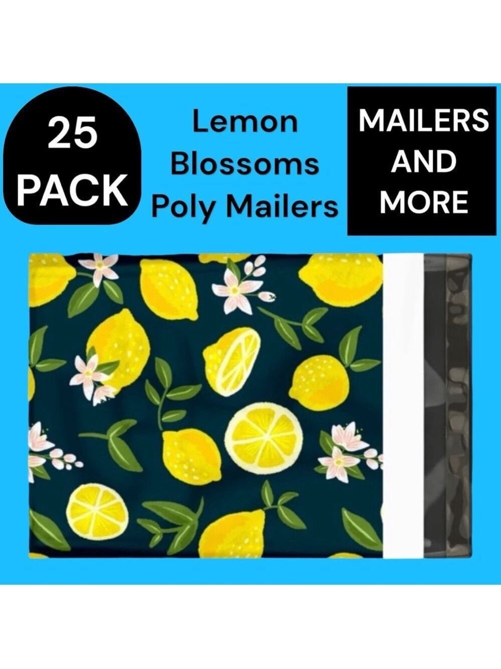 25 10X13 Poly Mailers Lemon and Blossoms Shipping Envelopes Bags PRICE IS FIRM - Picture 6 of 15